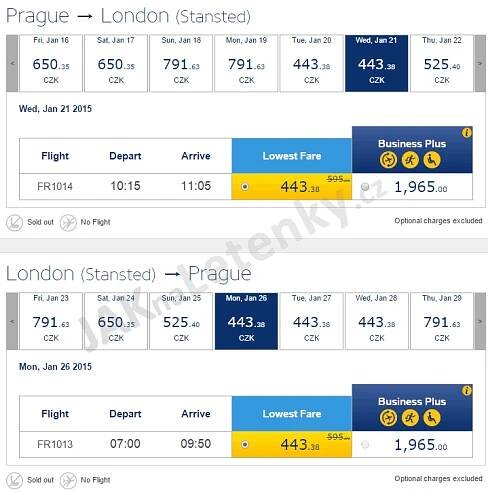 Ryanair: Letenky Praha - Londýn za 1 536 Kč