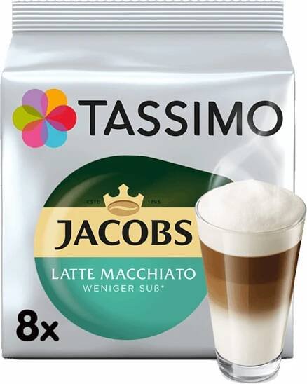 Tassimo Latte Macchiato se sníženým obsahem cukru, 8 ks