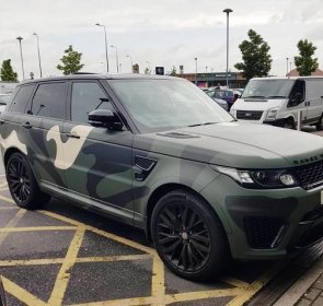 This £65,000 Range Rover Sport SVR was specially wrapped in camo for Fury