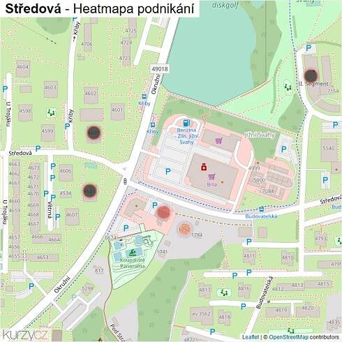 Mapa Středová - Firmy v ulici.