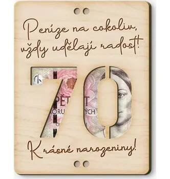 Šperk Dřevěná obálka na peníze - Krásné narozeniny 70