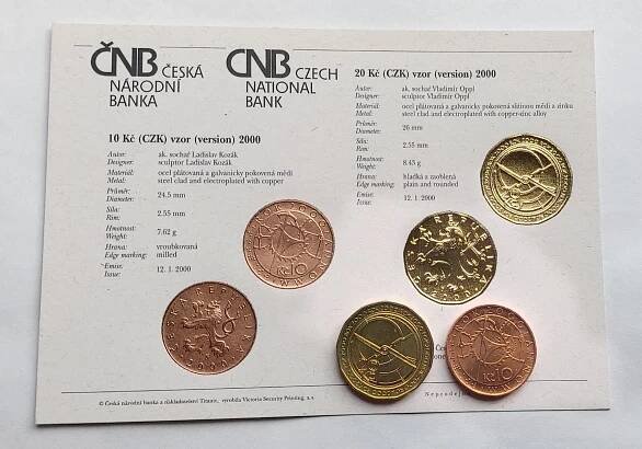 Mince 10Kč a 20Kč 2000 Milénium + originální certifikát ČNB.