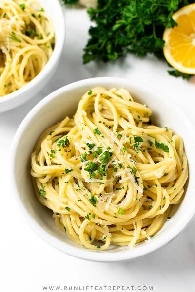 This simple spaghetti aglio e olio is packed with flavor from just a few basic ingredients. It's a recipe that's quick enough to make on a busy weeknight or a holiday and a pasta recipe that you'll make over and over again.