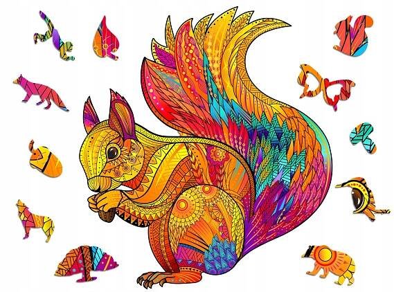 Puzzle Dřevěné Premium 3D Skládačka pro dospělé Veverka XL Zvířata