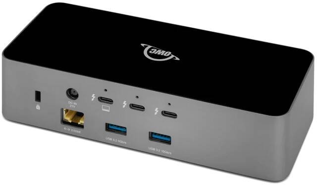OWC Thunderbolt 5 Dock back view facing left