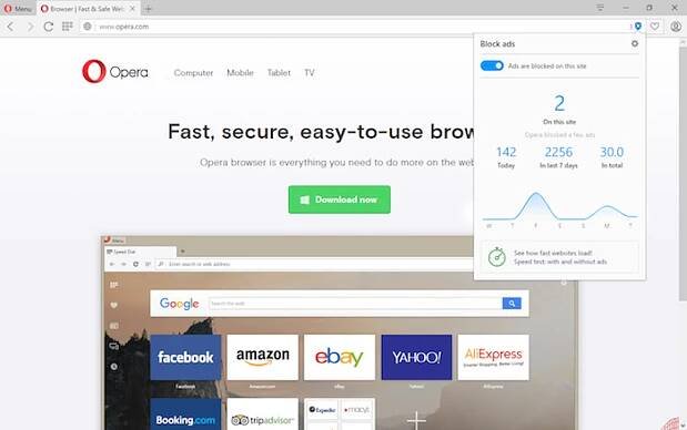 Native ad blocker and video pop out ready in Opera
