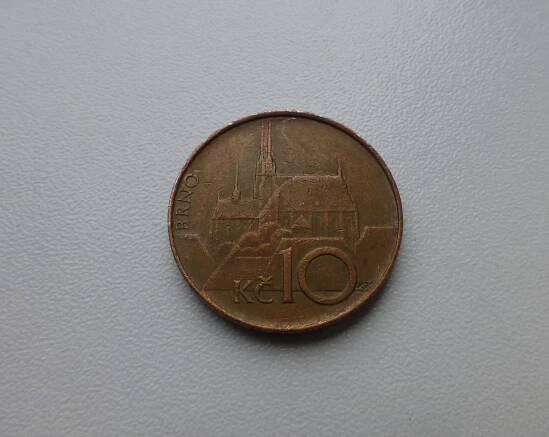 10 Kč 1994 - Vzácná CHYBORAŽBA!!! Prasklé razidlo přes kostel