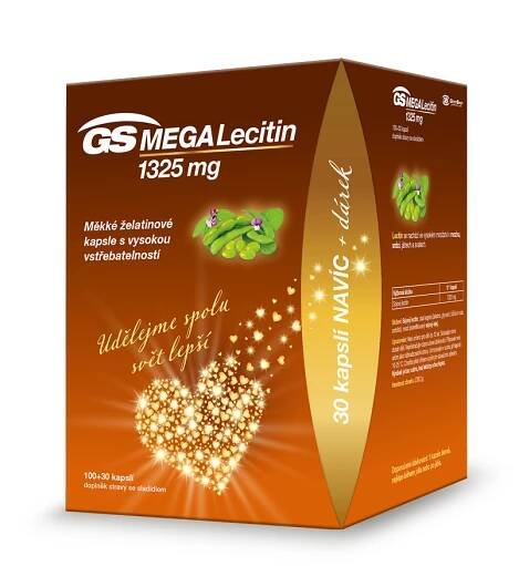 GS MEGA Lecitin 1325 mg, 100+30 kapslí, dárkové balení 2021