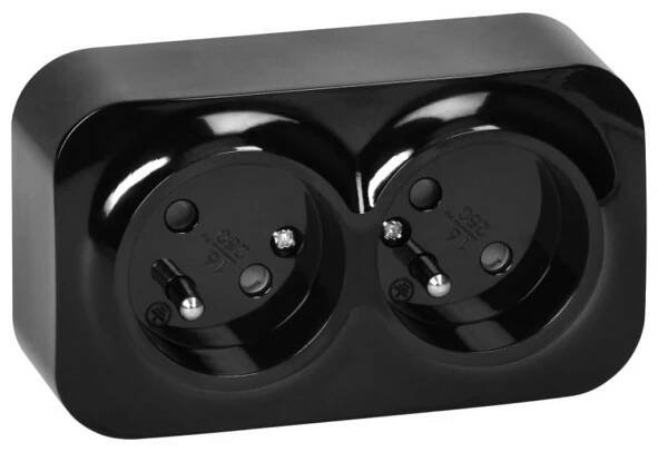 Dvojzásuvka mini nástěnná, 2x230V, krytí IP20, ToDo, barva černá