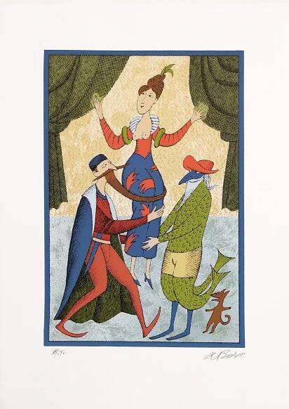 Born Adolf – Kouzelníci, signovaná barevná serigrafie, autorský tisk, ca 2010