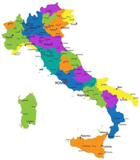 Colorful Italy political map — Ilustrace