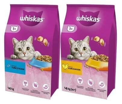WHISKAS Dry kuřecí 14 kg + WHISKAS s tuňákem 14 kg