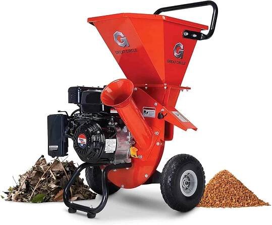 red woodchipper on white background