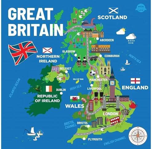 MAXI tahák AJ mapa Velké Británie