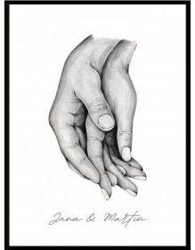 Loveprints Plakát Ruce Zamilovaný pár objetí Velikost: 30 x 40 cm