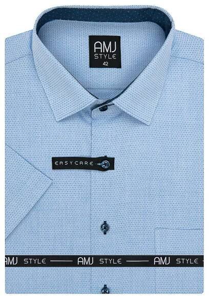 Pánská košile AMJ, světle modrá síťovaná VKR1133, krátký rukáv, (regular + slim fit)