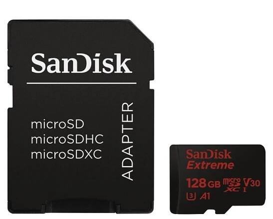 Paměťová karta SanDisk Micro SDXC Extreme Plus 128GB UHS-I U3 V30 (95R/90W) + adapter (SDSQXWG-128G-GN6MA ) černá