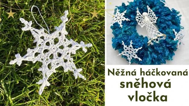 Háčkovaná krajková vločkaVánoční dekorace, ozdoba na Adventní věnec, na stromeček nebo na dárky