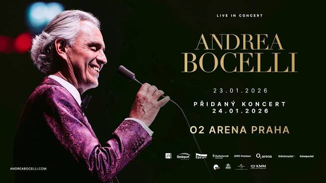 Druhý lednový koncert Andrea Bocelliho v Praze proběhne 24. 1. 2026.