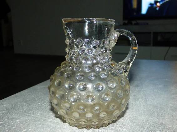 Bradavičnatý džbánek, sklo, Nový Bor cca 1880, perfektní stav, velice  - Starožitnosti
