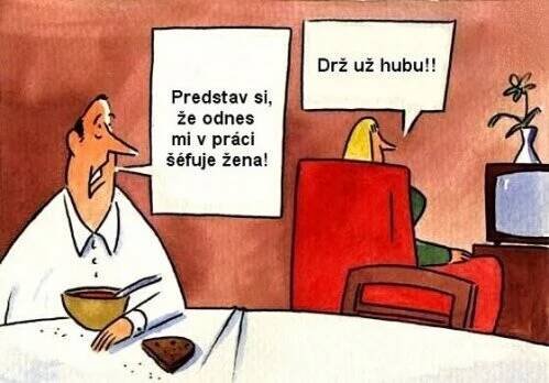 Představ si, že dnes mi v práce šéfuje žena