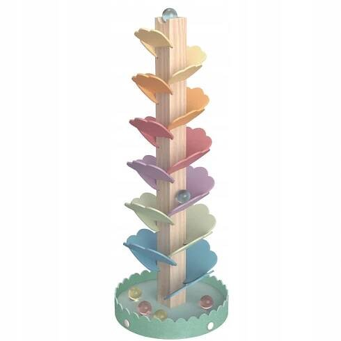 DŘEVĚNÝ KULODROM KULIČKOVÁ DRÁHA HUDEBNÍ STROMEK MONTESSORI PYRAMIDKA WOOPIE Materiál dřevo