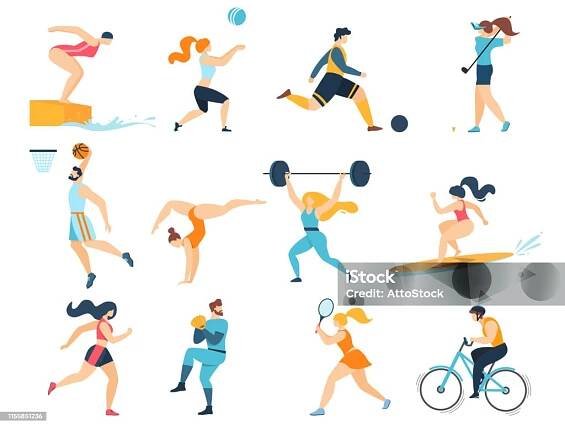 Profesionální sportovní aktivity. Muži Sportovkyně - Bez autorských poplatků Sportovní vektorové obrázky