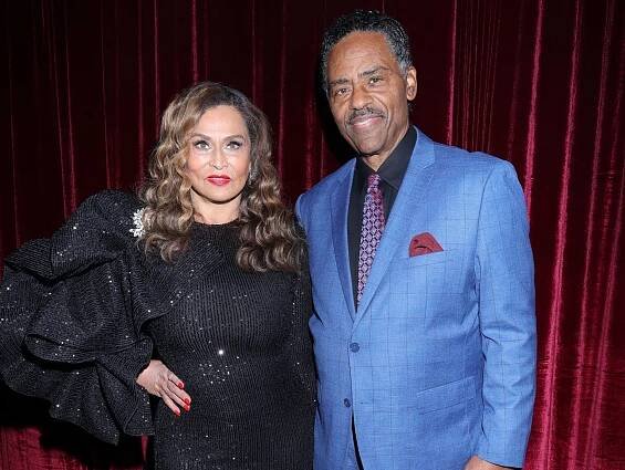 Tina Knowles-Lawson and Richard Lawson attend Boris Kodjoe's 50th Birthday Party at Hotel Bel-Air on March 11, 2023 in Los Angeles, California.