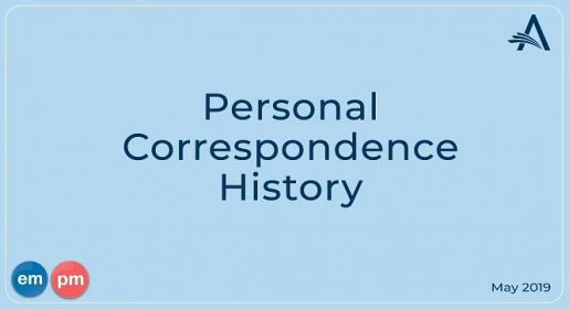 Personal Correspondence History - Aries Systems Corporation