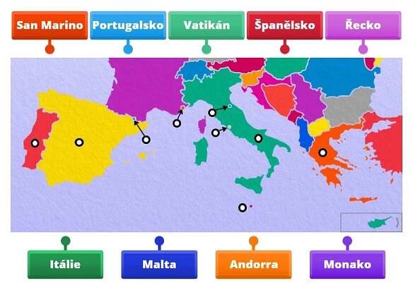 JIŽNÍ EVROPA - mapa státy