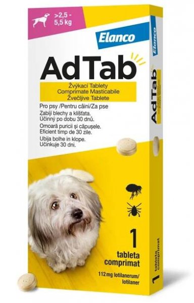 AdTab 112mg žvýkací tablety pro psy >2.5-5.5kg 1ks