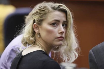 Amber Heard pictured in court before the verdict was read.