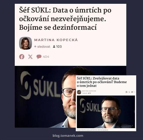 SÚKL nezveřejňuje data o úmrtích po vakcínách. Prý by se tím snížila proočkovanost. ~ NESPOKOJENÝ