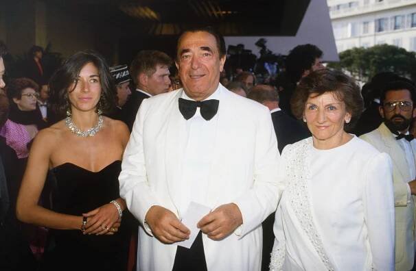 Robert Maxwell with his wife and daughter at the Cannes Film Festival.