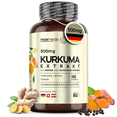 Doplněk stravy Kurkuma Extrakt 500mg, Maxmedix,180 kapslí
