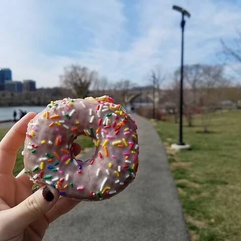 Doughnut with colorful sprinkles