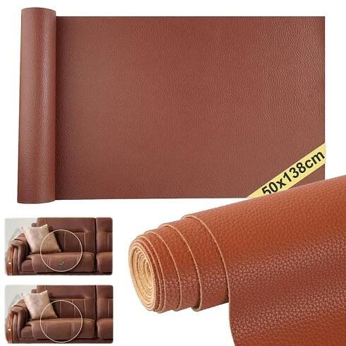 SAMOLEPICÍ KŮŽE EKO KŮŽE SKAJ SILNÉ LEPIDLO TMAVĚ HNĚDÁ 50x138 Cm