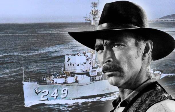 USS Incredible (AM-249) at sea + Lee Van Cleef as Ryan in 'Da uomo a uomo'