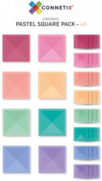 Connetix Tiles - Magnetická stavebnice Čtverce PASTEL 40 ks