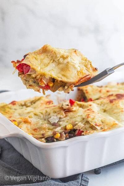 Vegan Enchilada Casserole With Green Sauce