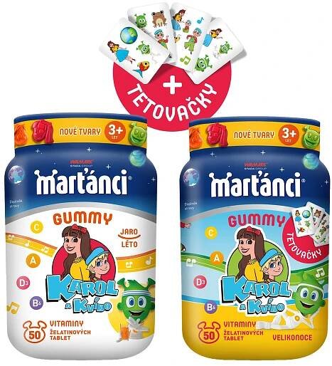 Marťánci gummy Karol a Kvído balíček s tetovačkami