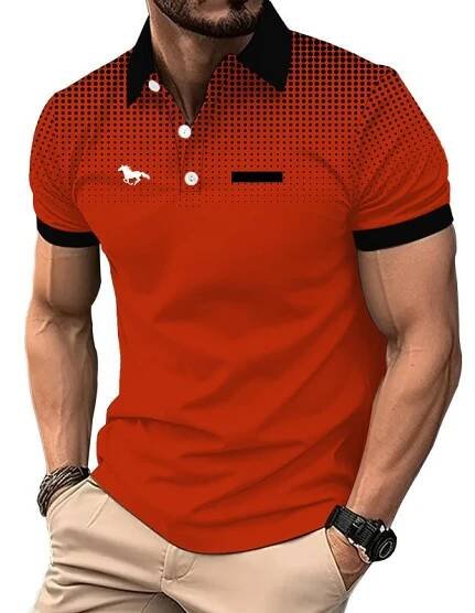 Nové letní Slim Fit Krátký rukáv Sportovní klopa Business Ležérní Polokošile Polokošile s falešným designem s kapsami.