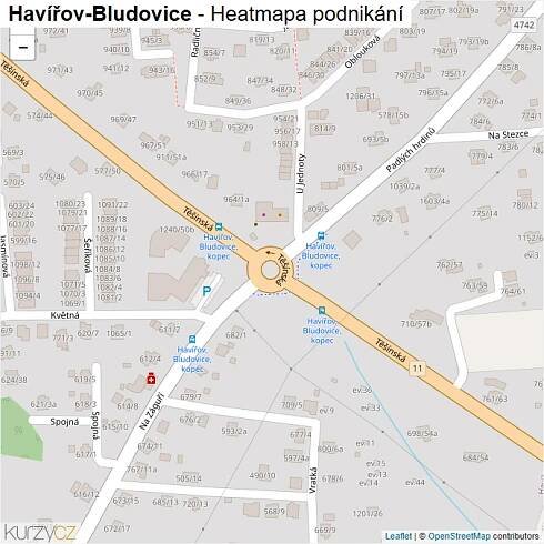 Mapa Havířov-Bludovice - Firmy v městské části.