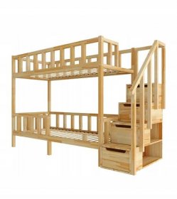 Dřevěná patrová postel schůdky FILIP 180x80