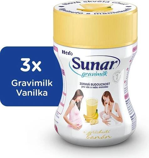 Sunar Gravimilk s přichutí vanilka 3× 300 g