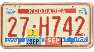Americká SPZ Nebraska Bicentennial 27 H742