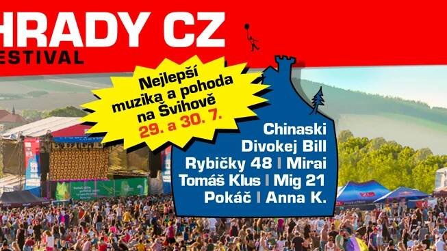 Hudební festival Hrady CZ se představí na hradě Švihov s kapelami Rybičky 48, Chinaski či Divokej Bill