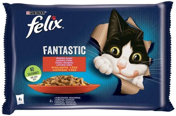 Felix Fantastické Krmivo pro kočky s venkovskými příchutěmi v želé 340 g (4 x 85 g)