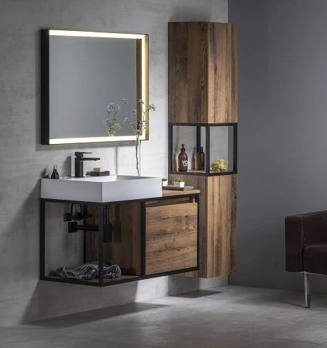 Sapho Skara hoge eiken kast 35x171x32cm bruin | Badkamer modern, Kast, Muur