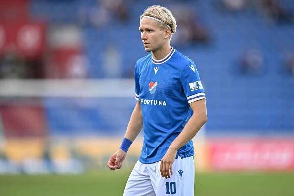 Utkání 6. kola první fotbalové ligy FC Baník Ostrava - 1.FC Slovácko, 24. srpna 2025, Ostrava. Matěj Šín z Ostravy.